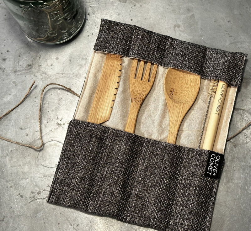 Image of the The Sarita Flatware Set by Olive + Comet made from bamboo