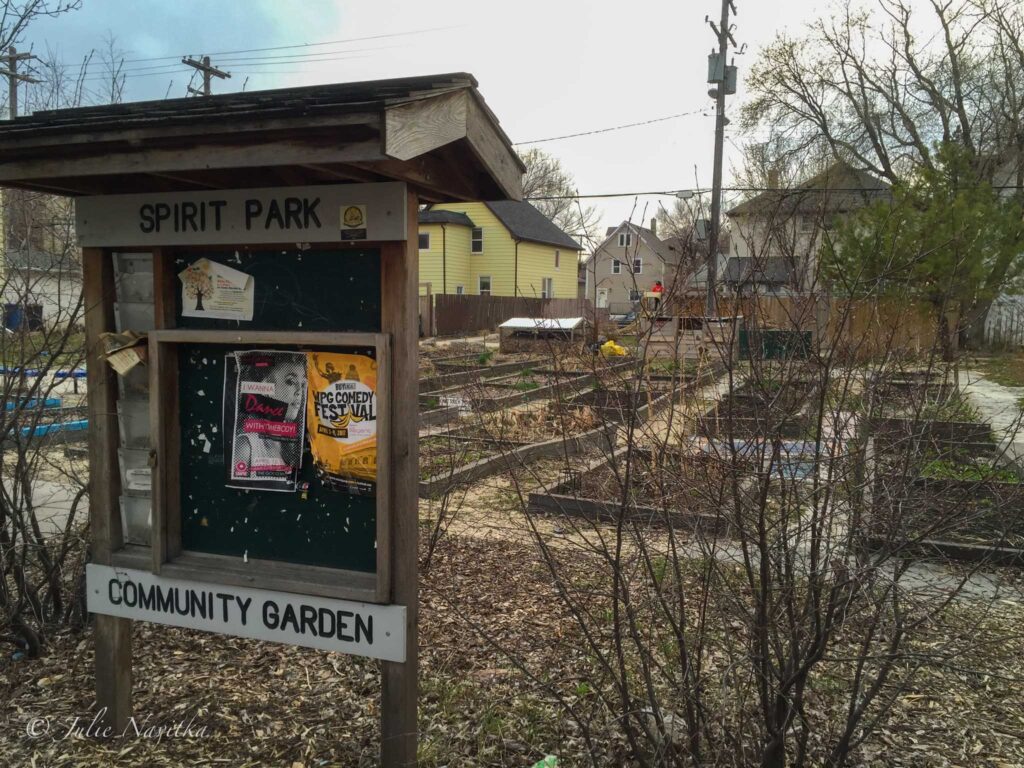 Image of a community garden in a sustainable park. 