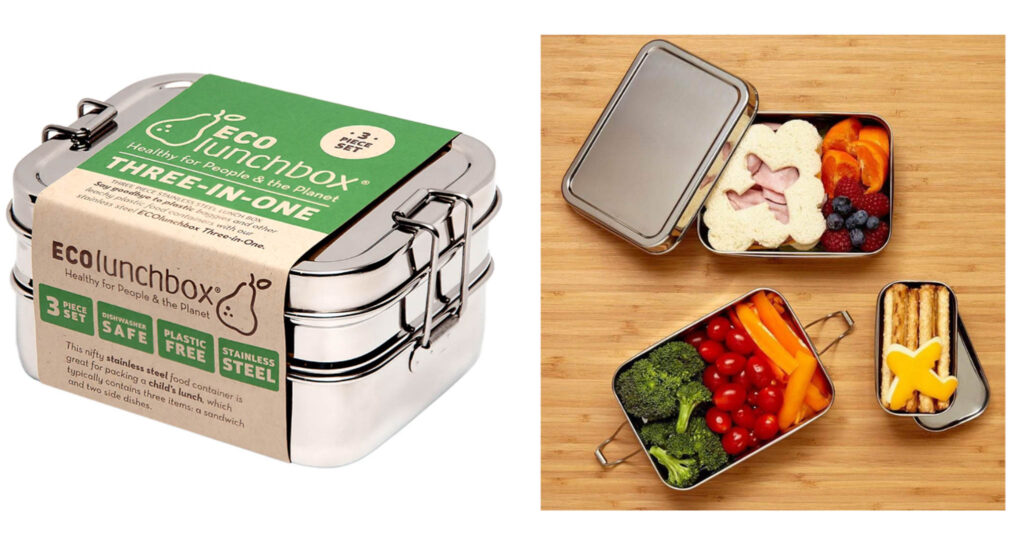 Image of the ecoone classic lunch bento box made from easy to clean food-grade stainless steel. Opt for an eco-friendly lunch box in the name of sustainability!