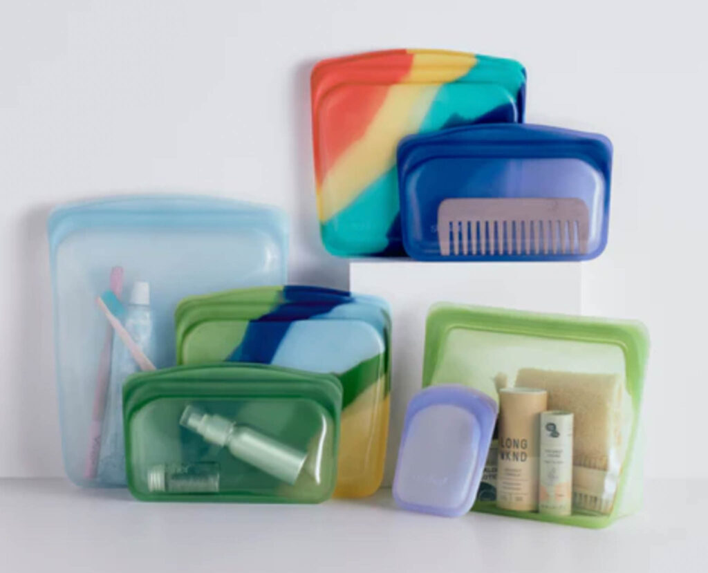 Image of the Stasher Starter Kit 7-Pack of reusable, eco-friendly storage bags.