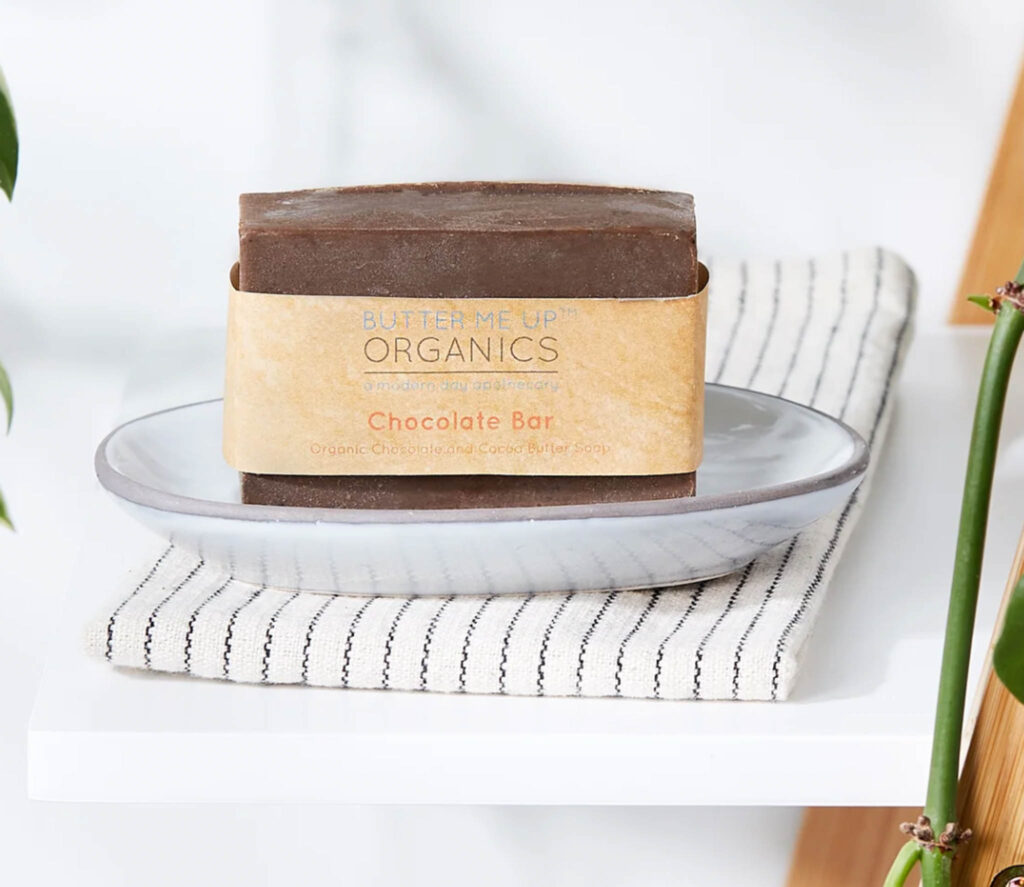 Image of the Organic Shampoo Bar with zero waste packaging from Butter Me Up Organics.