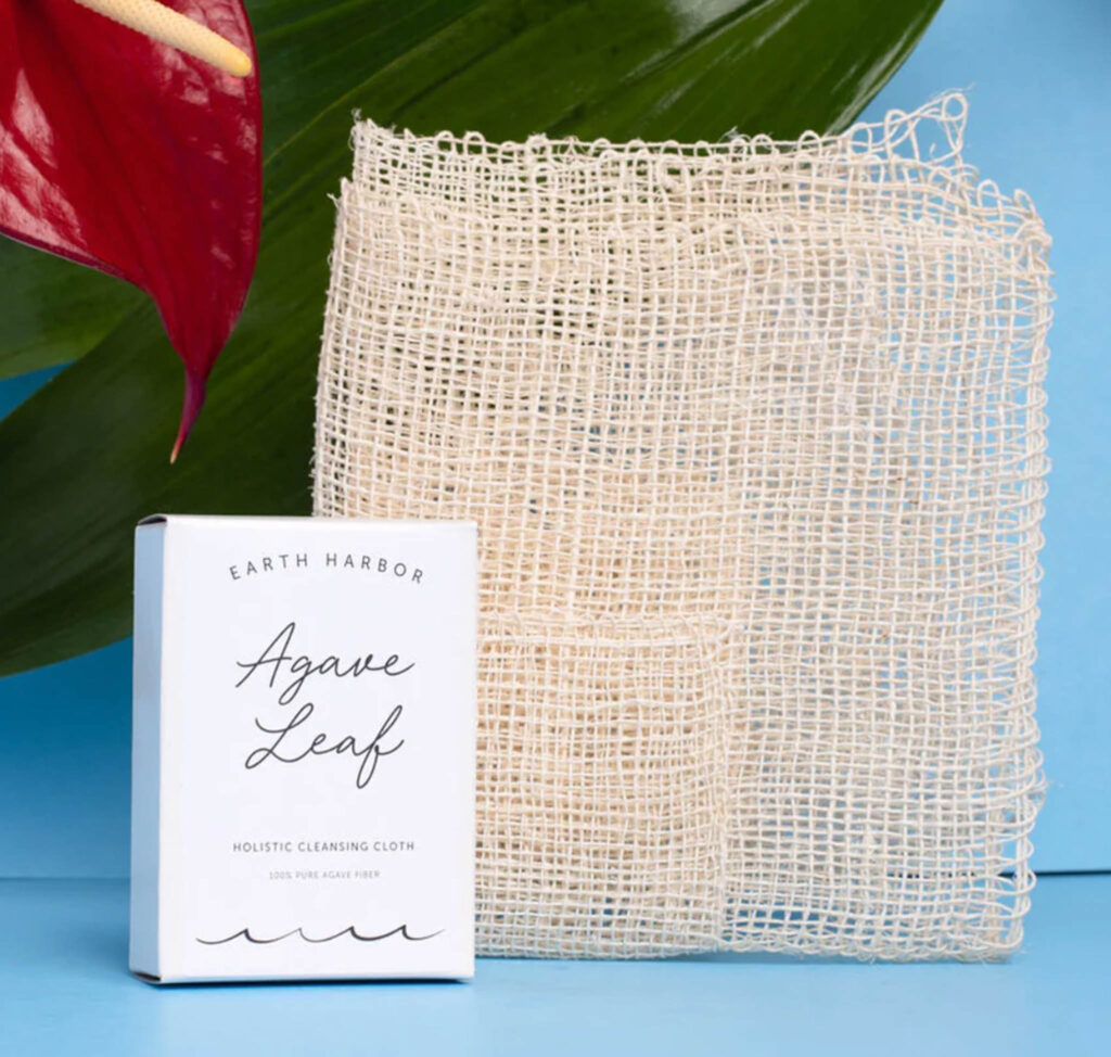Image of the Agave Leaf Holistic Cleansing Cloth from Earth Harbor Naturals. Sustainable toiletries for travel should be eco-friendly like this one.