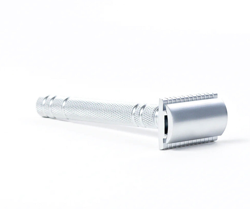 Image of the Safety Razor from Cocoon Apothecary. A metal, non-toxic razor is far more sustainable than disposable plastic ones.