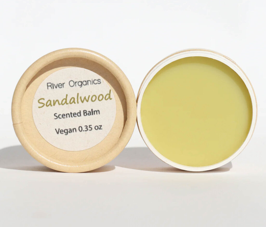Image of the Solid Perfume Balms by River Organics in Sandalwood.