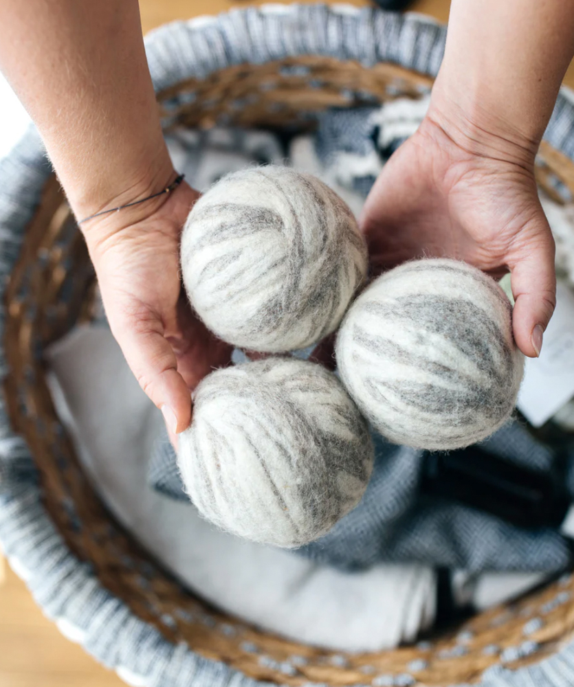 Image of three eco-friendly dryer balls from Bare Home.