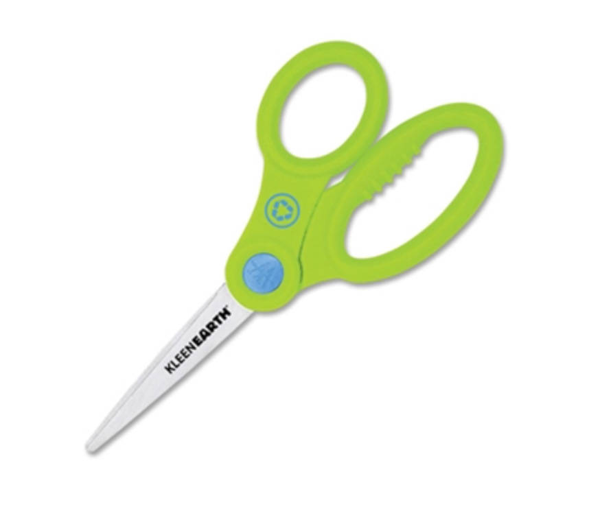 Image of the Acme Kleenearth Scissors in Green. A good example of left handed school supplies.
