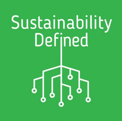 Image of the podcast logo for Sustainability Defined.
