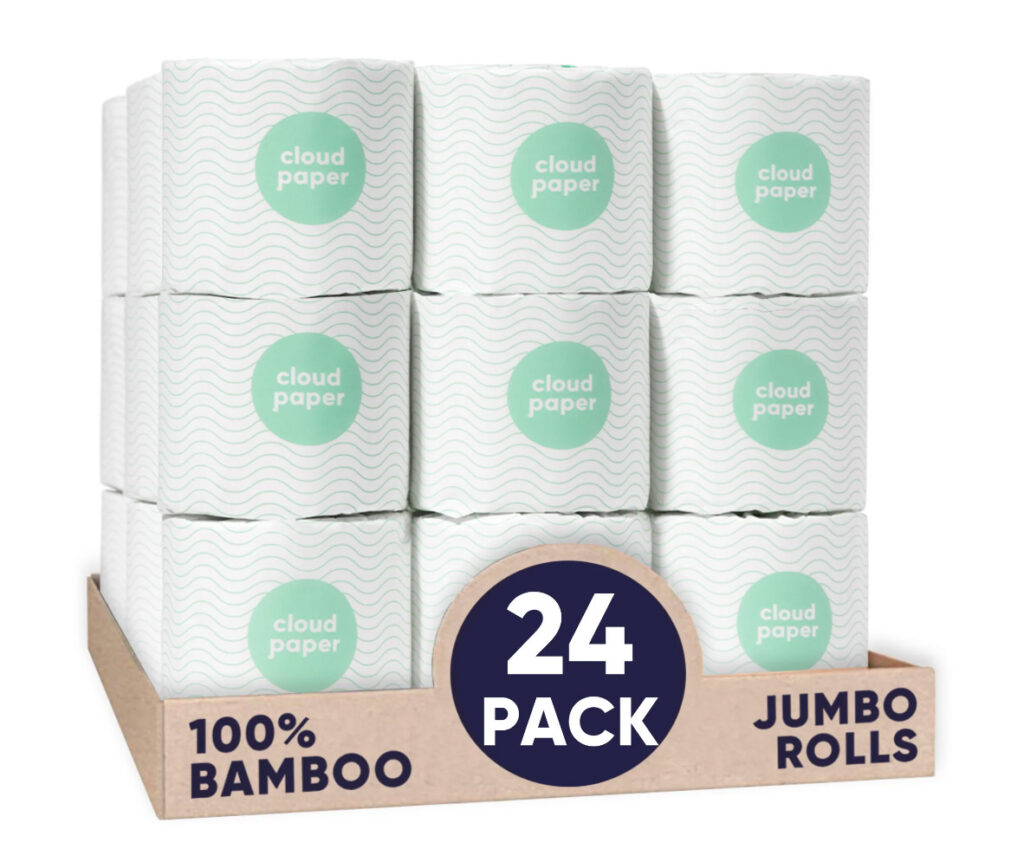 Image of a large 24 pack of Cloud Paper, an environmentally friendly toilet paper.
