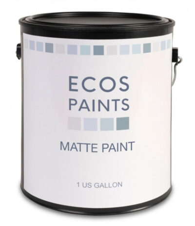Image of a can of paint by Ecos toxic-free paint. Most paints contain VOCs that are harmful to human health and the environment.