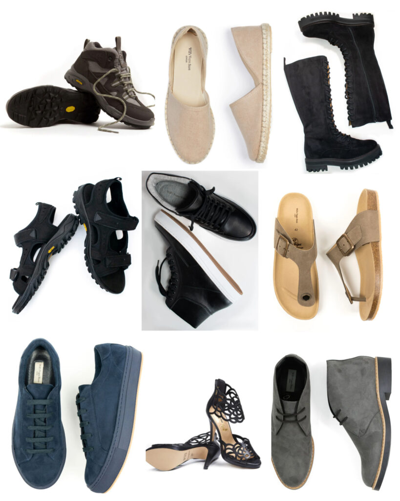Image of nine different pairs of pocket-friendly sustainable shoe alternatives by Will's Vegan Store.