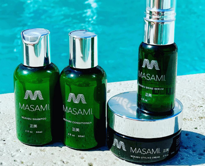 Image of a variety of eco-friendly hair care products by MASAMI.