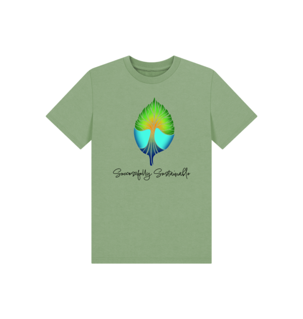 Flat image of the Successfully Sustainable Kids Tee in Sage Green.