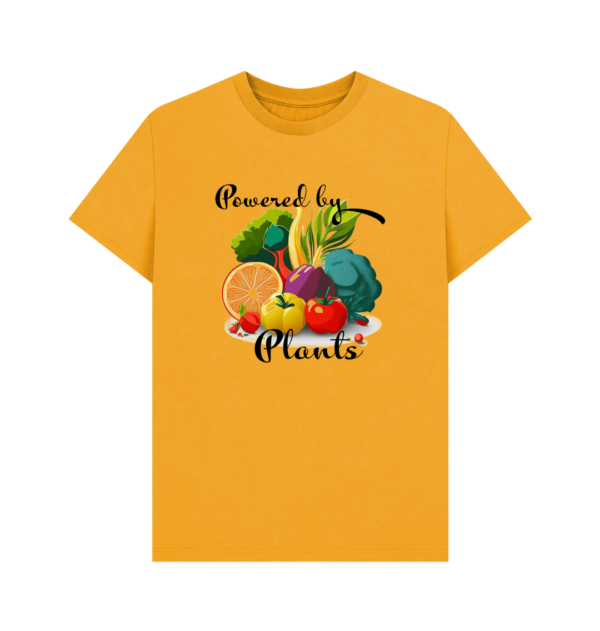 Flat image of the Powered by Plants Tee in Mustard.