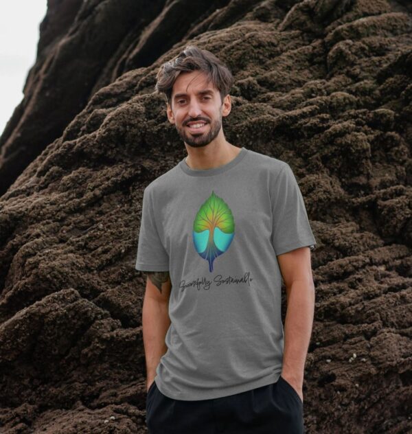 Image of a model wearing the Successfully Sustainable Tee in Athletic Grey