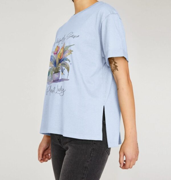 Image of a model wearing the Plant Lady Tee in Sky Blue
