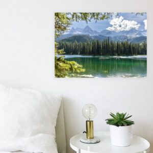 Image of the Paradise Canoe print hung over an end table.