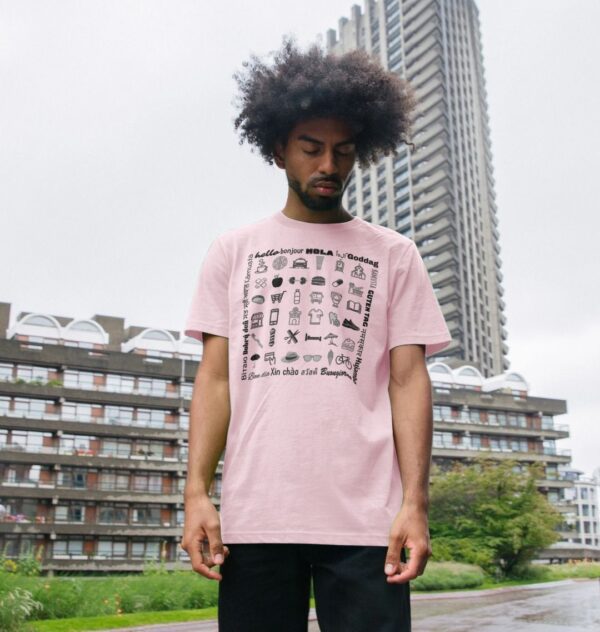 Image of a model wearing the Ultimate Travel Tee in Pink