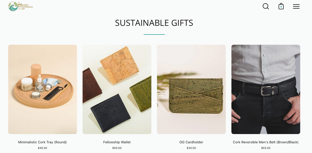 Image of the online sustainable marketplace, Zelljoy. 