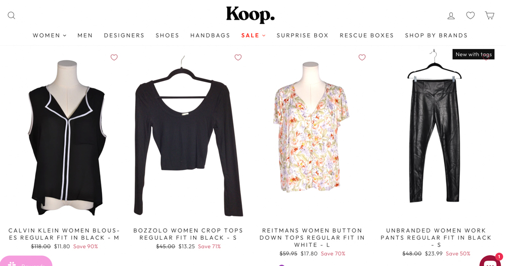 Image of the resale app for sustainable wardrobe essentials, Koop.