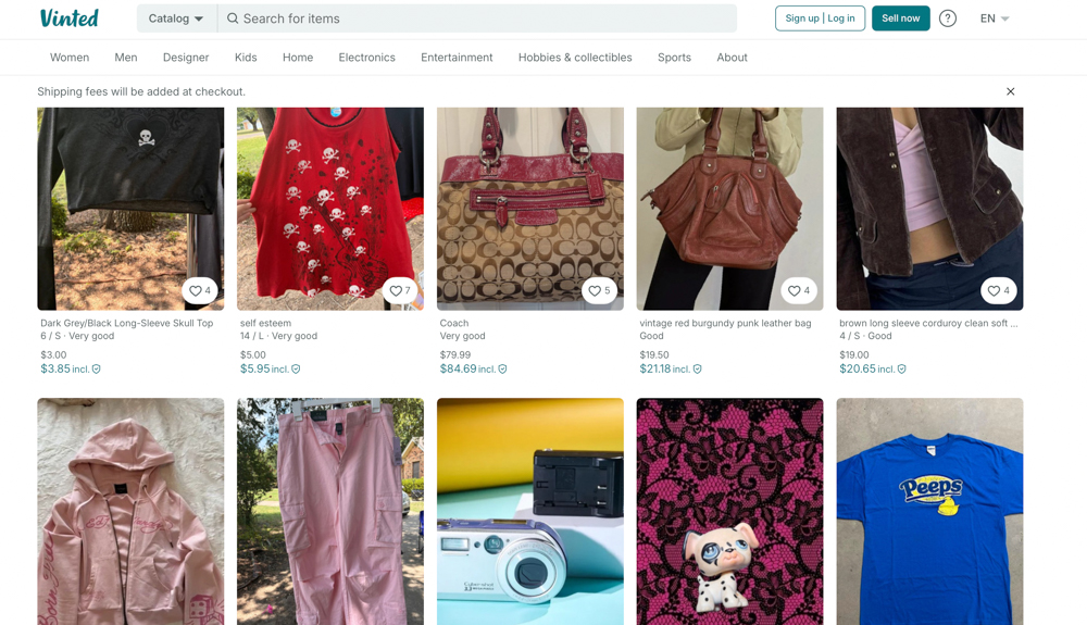 Image of the online secondhand shopping platform for vintage and upcycled clothing, Vinted