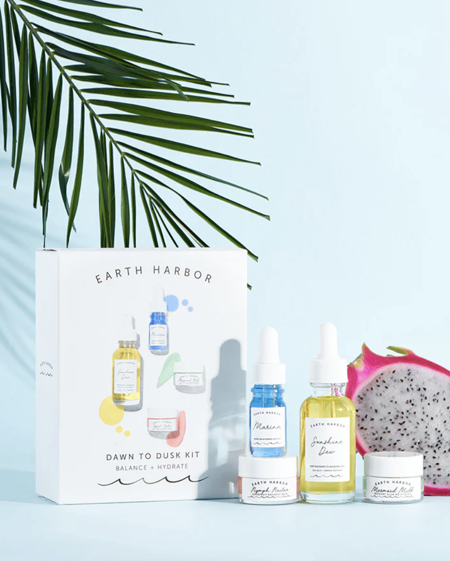 Image of a variety of products from vegan brand Earth Harbor Naturals.