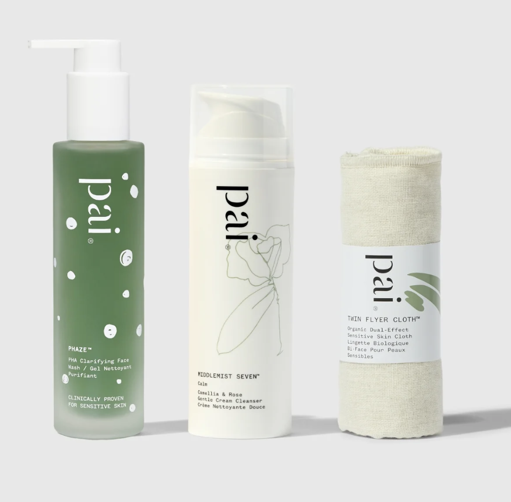 Image of a variety of products from organic skincare brand Pai