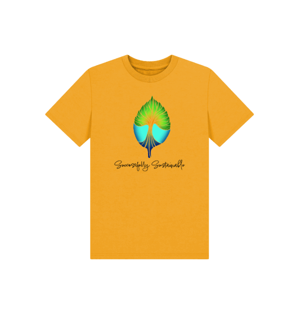 Flat image of the Successfully Sustainable Kids Tee in Mustard.